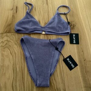 Skatie Lilac Textured Ribbed Bikini Set